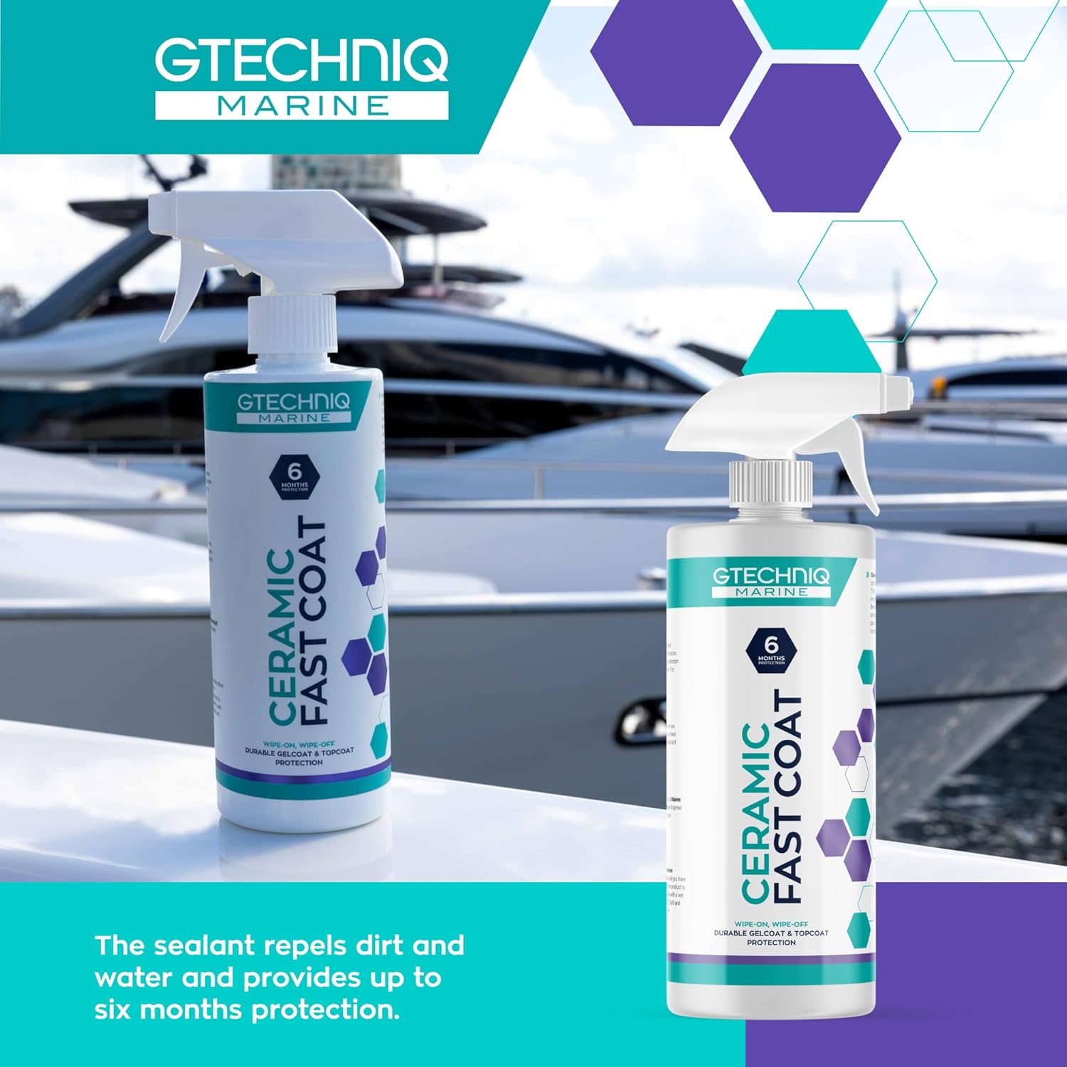 Gtechniq Ceramic Fast Coat - Marine Ceramic Coat - Spray-on, Wipe-Off Ceramic Sealant for Boats - High Gloss, Optically Clear Finish, UV Protection - Dirt & Water Repellent