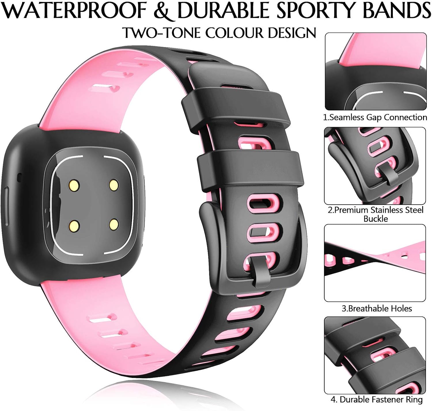 NotoCity Compatible with Fitbit Versa 3/Fitbit Sense Band for Women and Men, Soft Silicone Sport Strap Replacement Wristband for Fitbit Versa 3/Sense Smartwatch