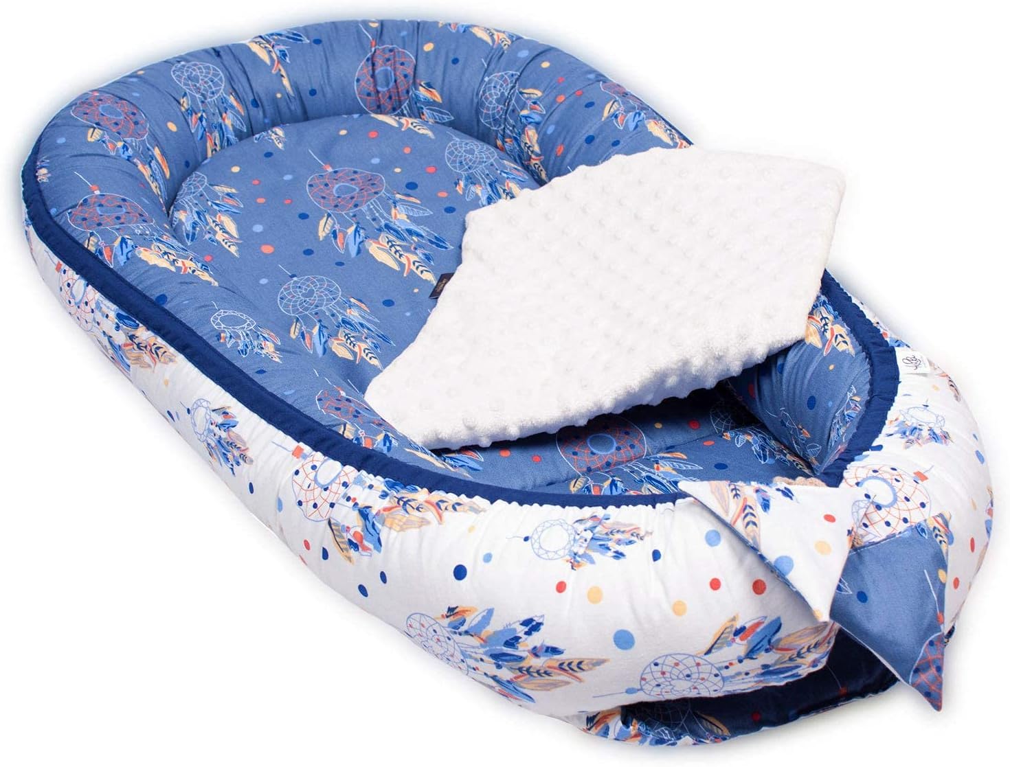 5-part baby equipment set Babynest 95 x 55cm, baby mattress, cozy blanket, flat pillow, neck pillow, OEKO TEX 1000, anti-allergenic, cuddly soft for babies 0 to 8 months (dream catcher)