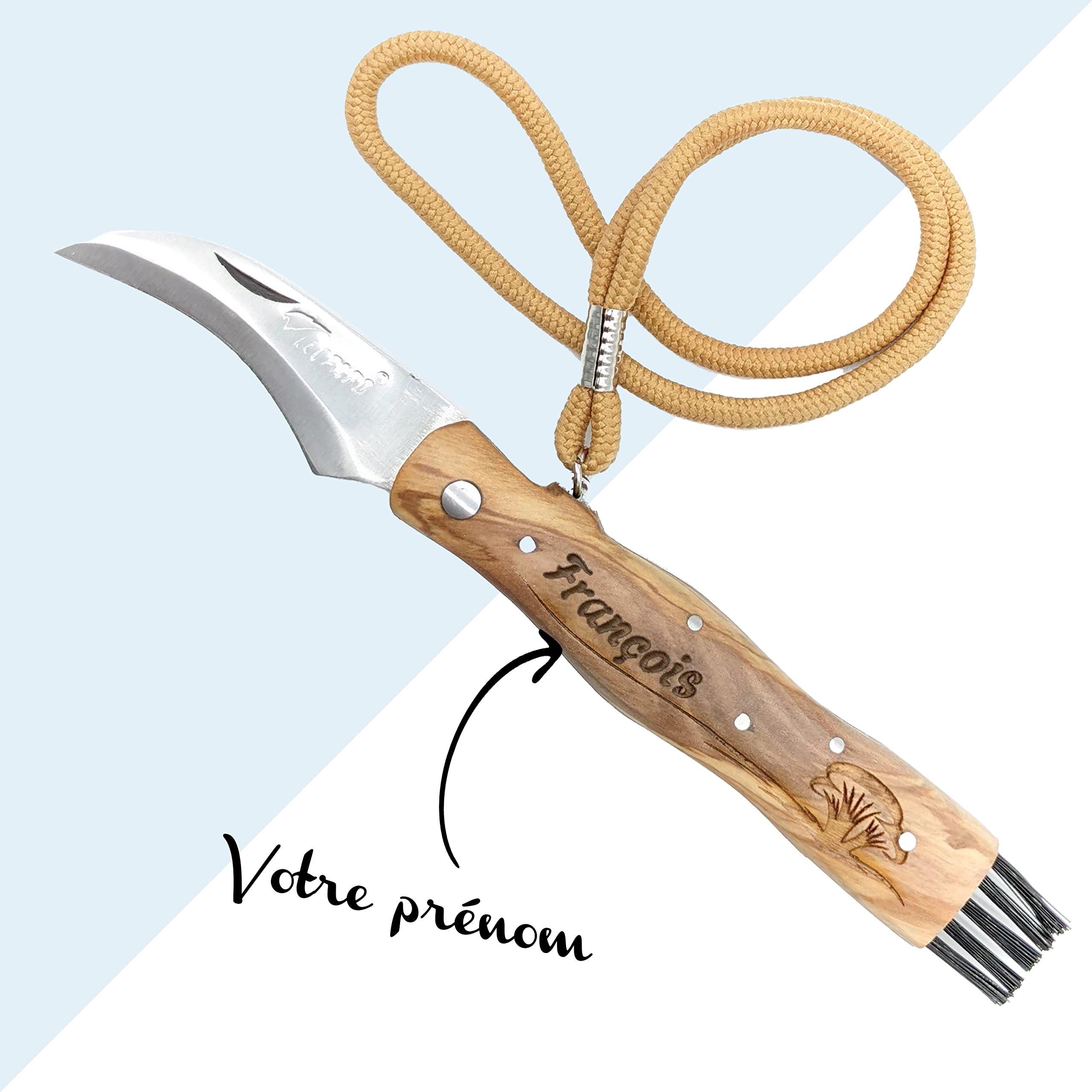 Couteau personnalisé avec brosse intégrée - Idéal pour la randonnée