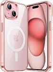 JETech Boîtier magnétique pour iPhone 15, Compatibilité avec MagSafe, Couverture de bumper de téléphone antichoc, résistant aux rayures, effacer le dos