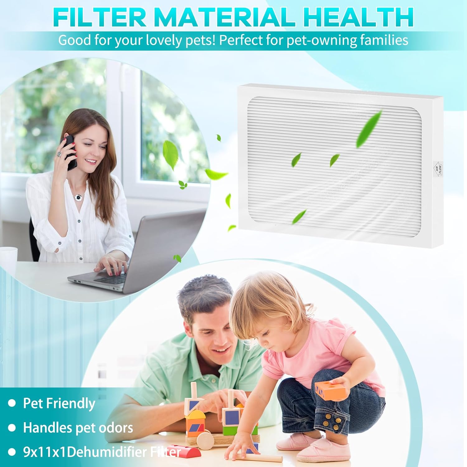 9 x 11 x 1 MERV 13 Replacement Dehumidifier Filter Compatible with Santa Fe Compact70, Ultra70, Element, Compact2, UA 65H dehumidifier Models (4Pack)