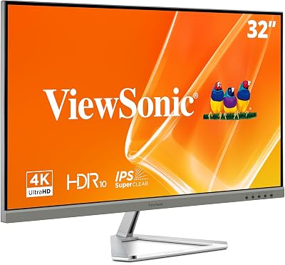 ViewSonic VX3276-4K-MHD 32 Inch 4K Monitor, IPS Display with HDR10 and Eye Care Technology for Ultimate Home and Office Entertainment, Ultra-Thin Bezels, DisplayPort, and HDMI Inputs