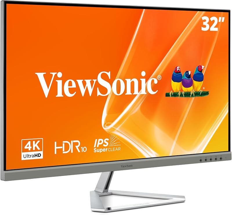 VX3276-4K-MHD Monitor 4K UHD de 32 pulgadas, HDR10, HDMI, DisplayPort | Pantalla sin marco para trabajo, transmisión por secuencias y películas; parlantes duales de 2 W, cuidado de la vista sin parpadeos, color sRGB amplio, soporte VESA