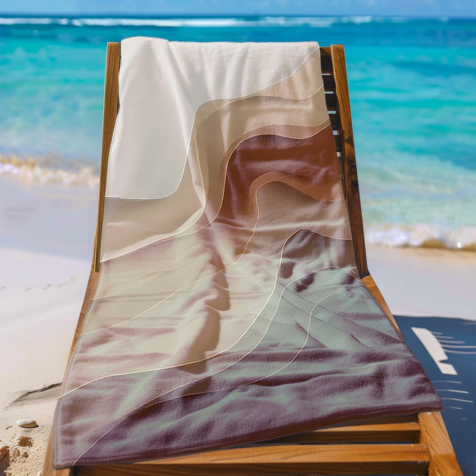 Generisch XXL Strandtuch Microfaser 180 X 90 Kaffee Farbiges Muster Strandhandtuch Groß Kompakt Und Sandfest Schnelltrocknend Reisehandtuch Für Den Strand Gym Travel Sauna