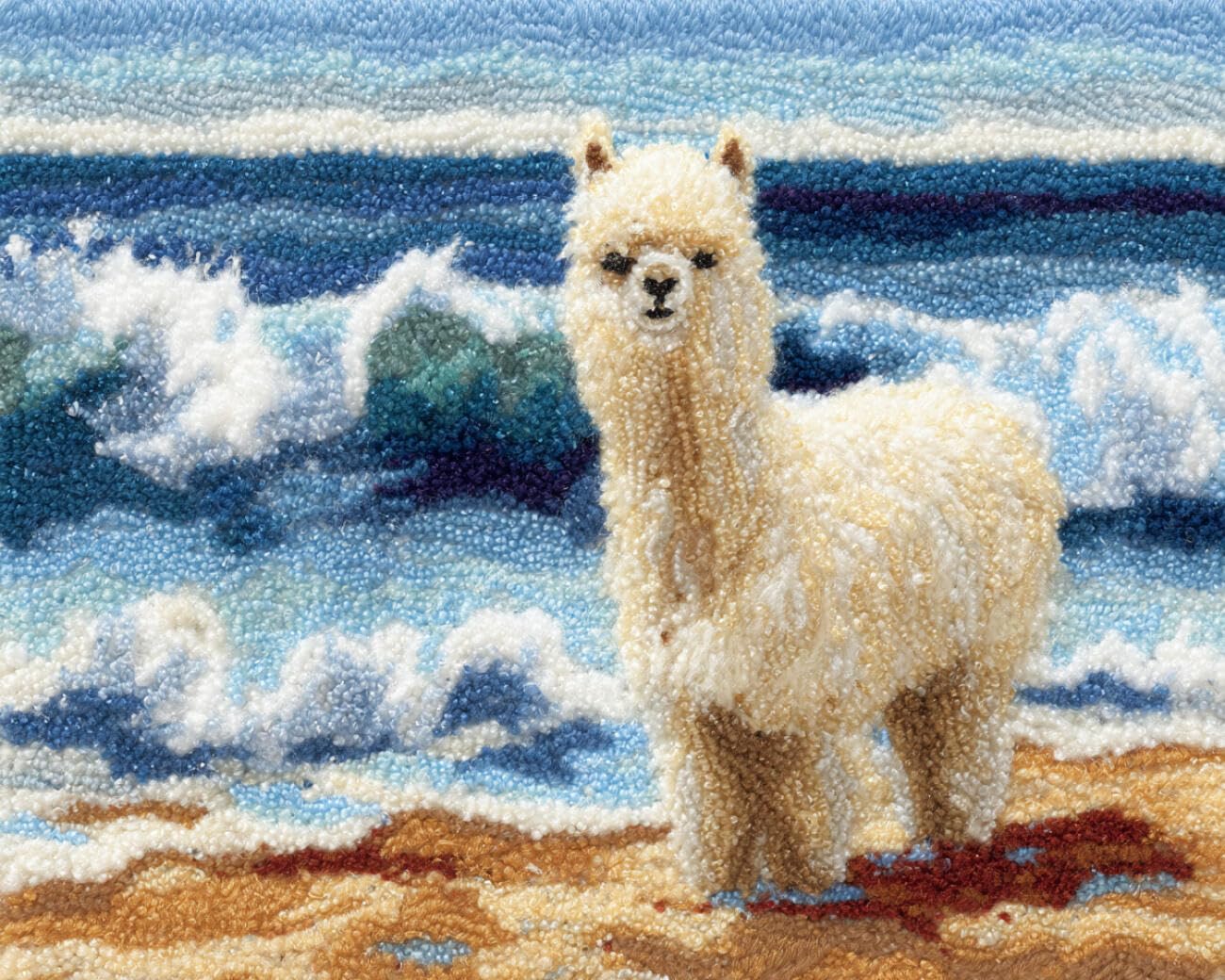 AMBATTERY Carpet Latch Hook Kit Waves and Alpacas 90x120cm