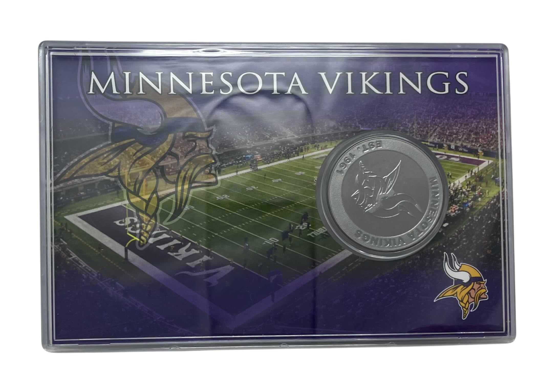 하이랜드 민트 NFL 미네소타 바이킹스 4 X 6 스타디움 챌린지 코인 프로텍터 (원 사이즈, 팀 색상)-Freehip.co.kr