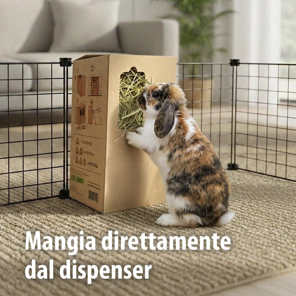 Distributeur de foin naturel de montagne 600 g + alphalfa | Porte-foin pour lapins, rongeurs et petits animaux | Pratique et hygiénique (6 pièces)