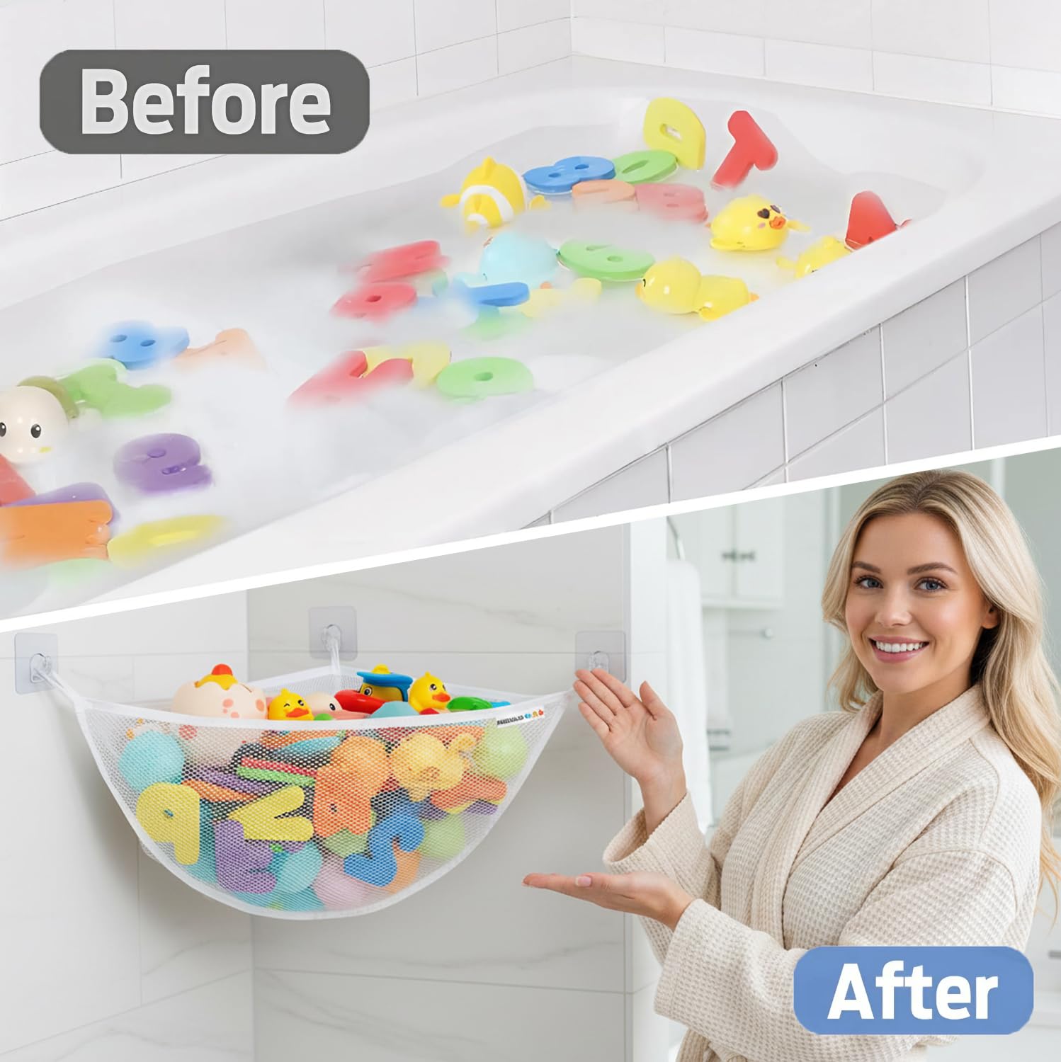 Red Organizadora Para Juguetes De Baño Con Ventosas, Bolsa De Almacenamiento Para Ducha, Colgante Con Diseños De Dinosaurio O Pato, Ahorra Espacio Y Seca Rápido