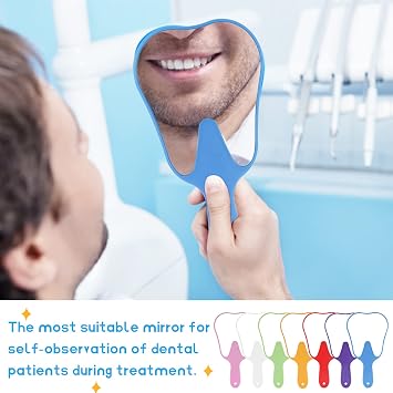 Cute Tooth Shaped Mirror - Handheld Makeup Mirror with Handle for Women & Kids - Lightweight & Smooth