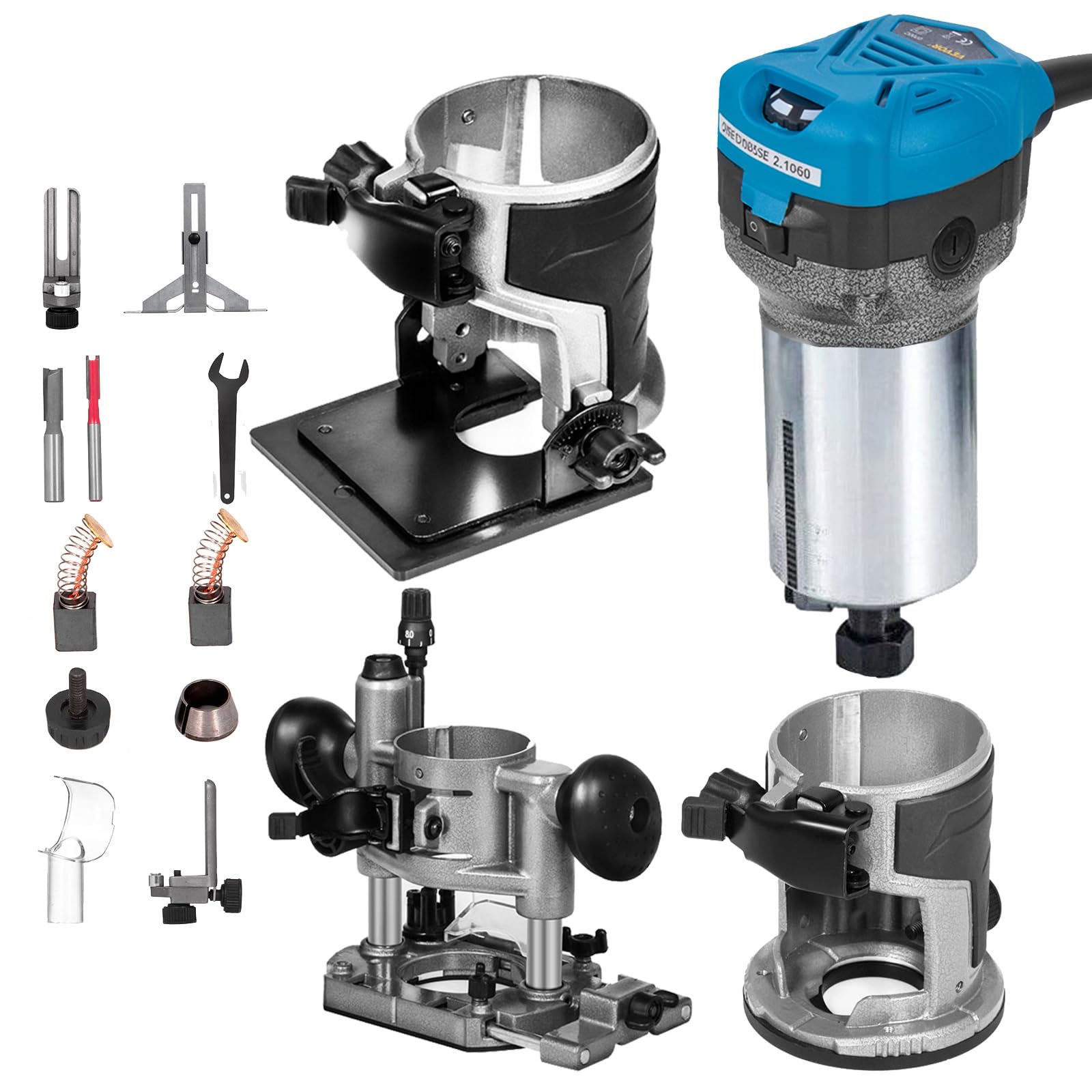 Fresadora eléctrica 710 W 50 Hz Fresadoras Madera Enrutador Velocidad Variable de 30,000 RPM Fresadora de Madera Rebajadora Eléctrica Suave para Láminas de Plástico, Chapas de Madera