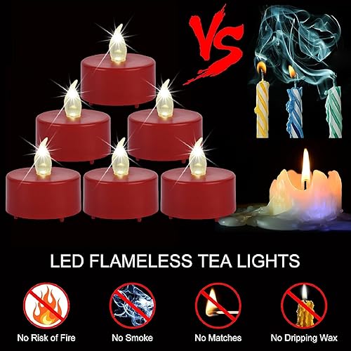 Miniatura 3 de Velas de té a pilas, velas falsas eléctricas LED sin llama, paquete de 50 velas votivas realistas parpadeantes de Halloween, larga duración de más