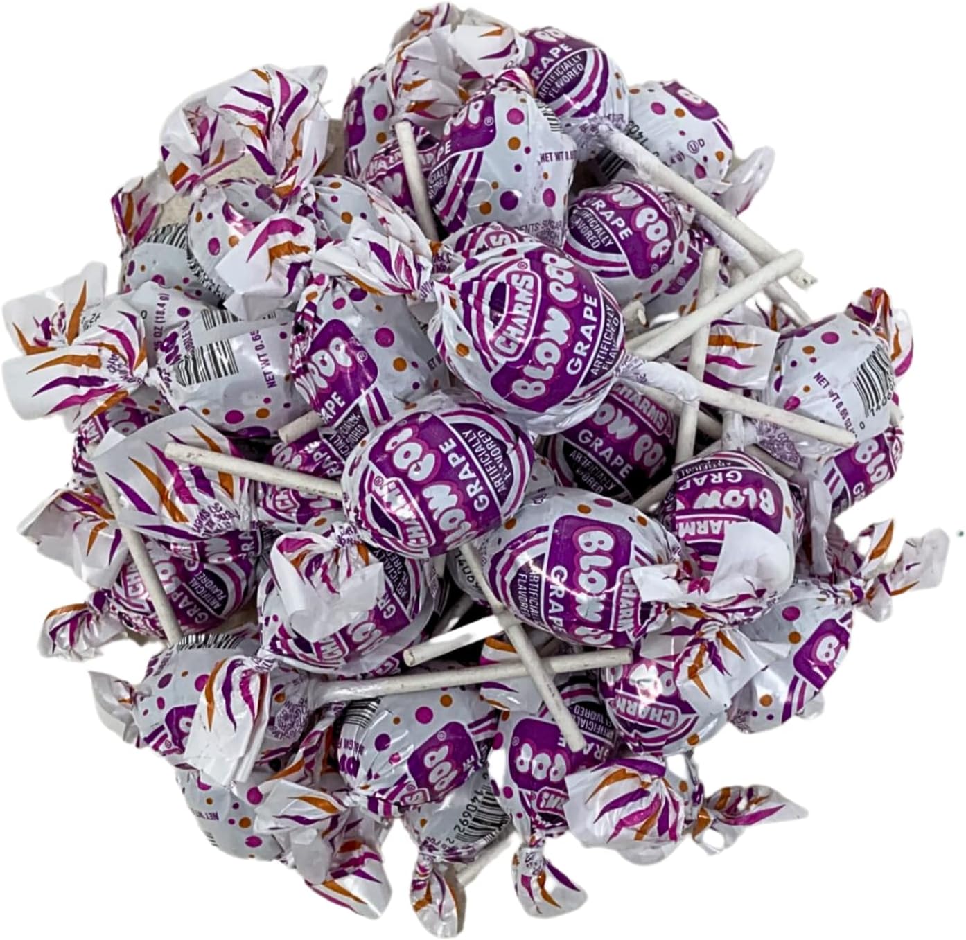 Charms Blow Pops 2 Lbs Grape Only Lollipop Suckers, 32 Oz Individually Wrapped Delicious Fresh Pops (Packaging Might Vary)