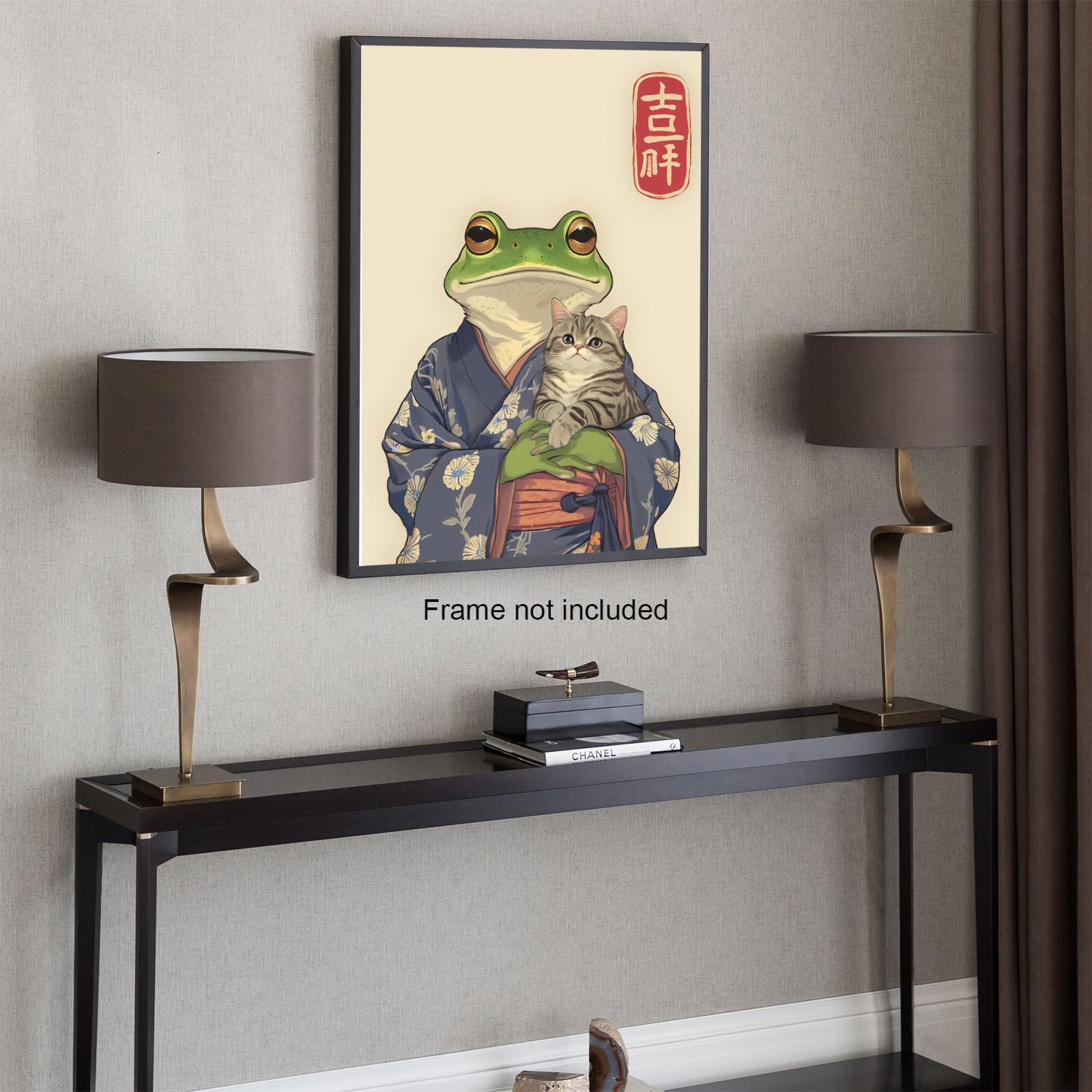 Amazon.com: Vintage Japanese Frog & Cat Poster,Funny Anime