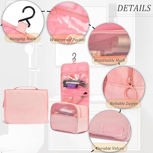 Miniatura 2 de L&FY Neceser de viaje portátil multifunción, bolsa de maquillaje cosmético, estuche de aseo organizador de lavado, Azul marino, 9.44" x8.26" x 3.5",