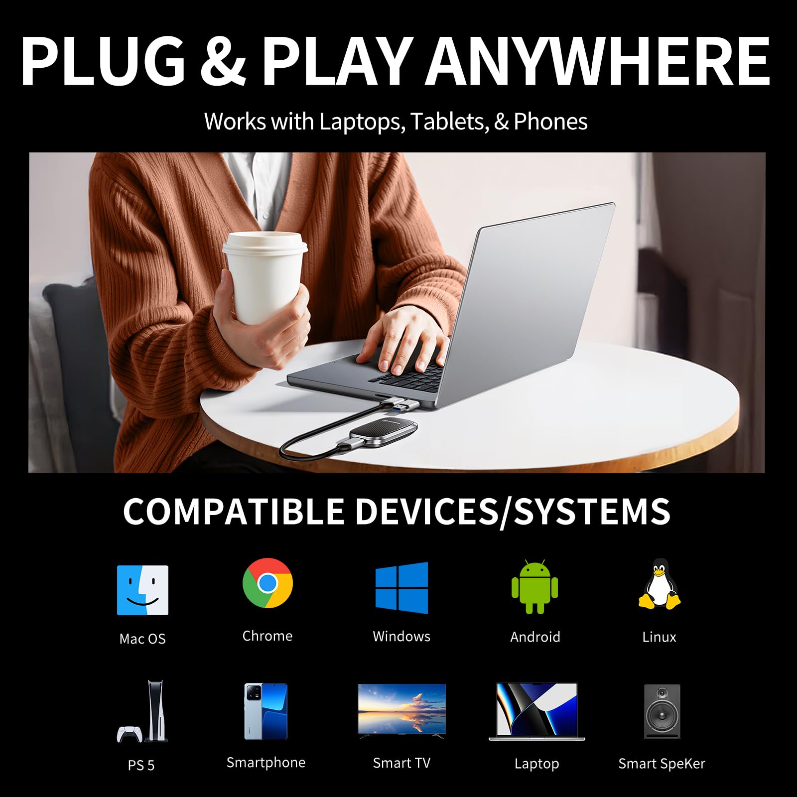 SSK SSD Portatile da 1TB, Unità a Stato Solido Esterne Fino a 2000MB/s, Disco Rigido Esterno SSD
