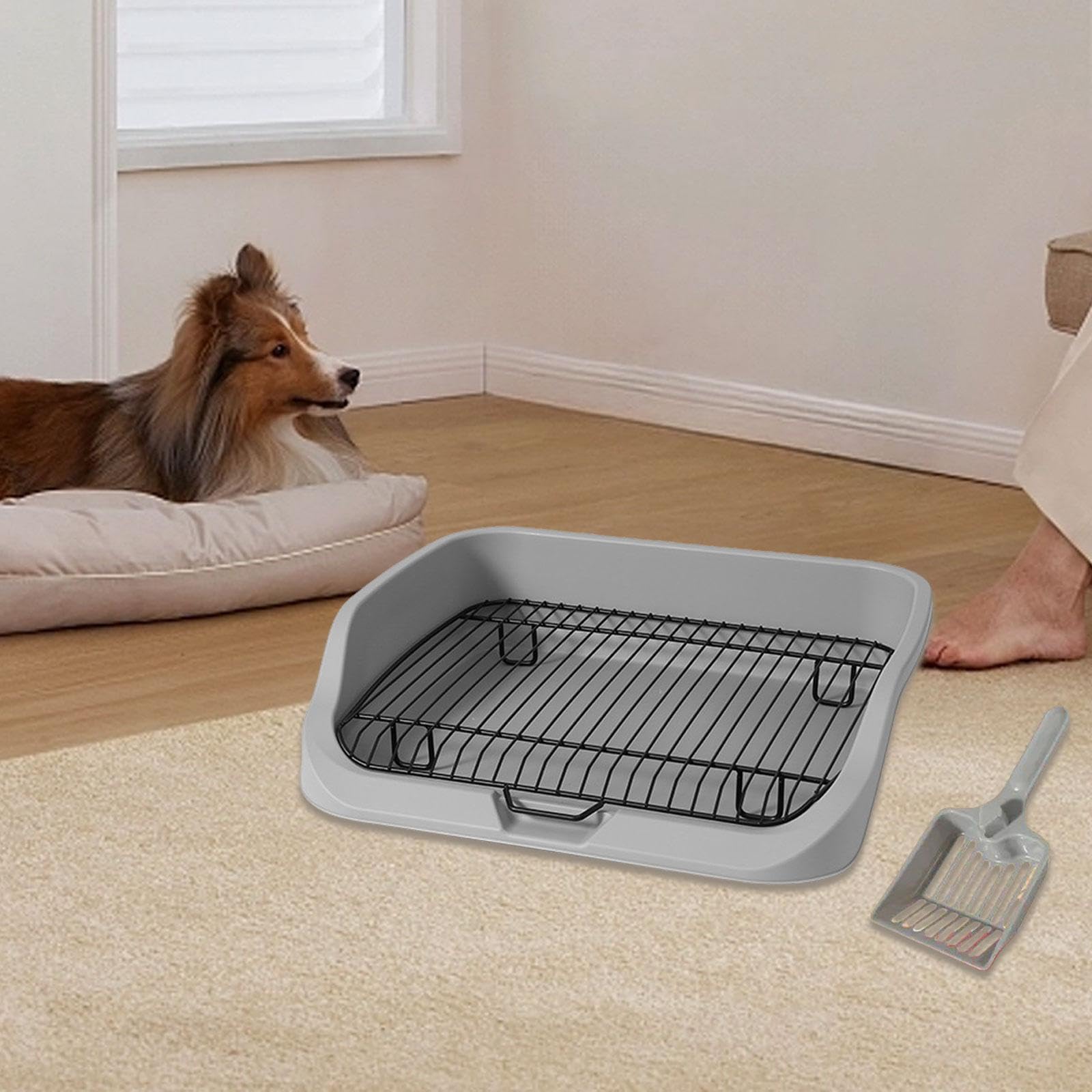 Inodoro para Perros Bandeja de Enseñanza Mascotas Higiénica con Rejilla Base Antideslizante Y Estructura de PP Acero Inoxidable Adecuado para Entrenar