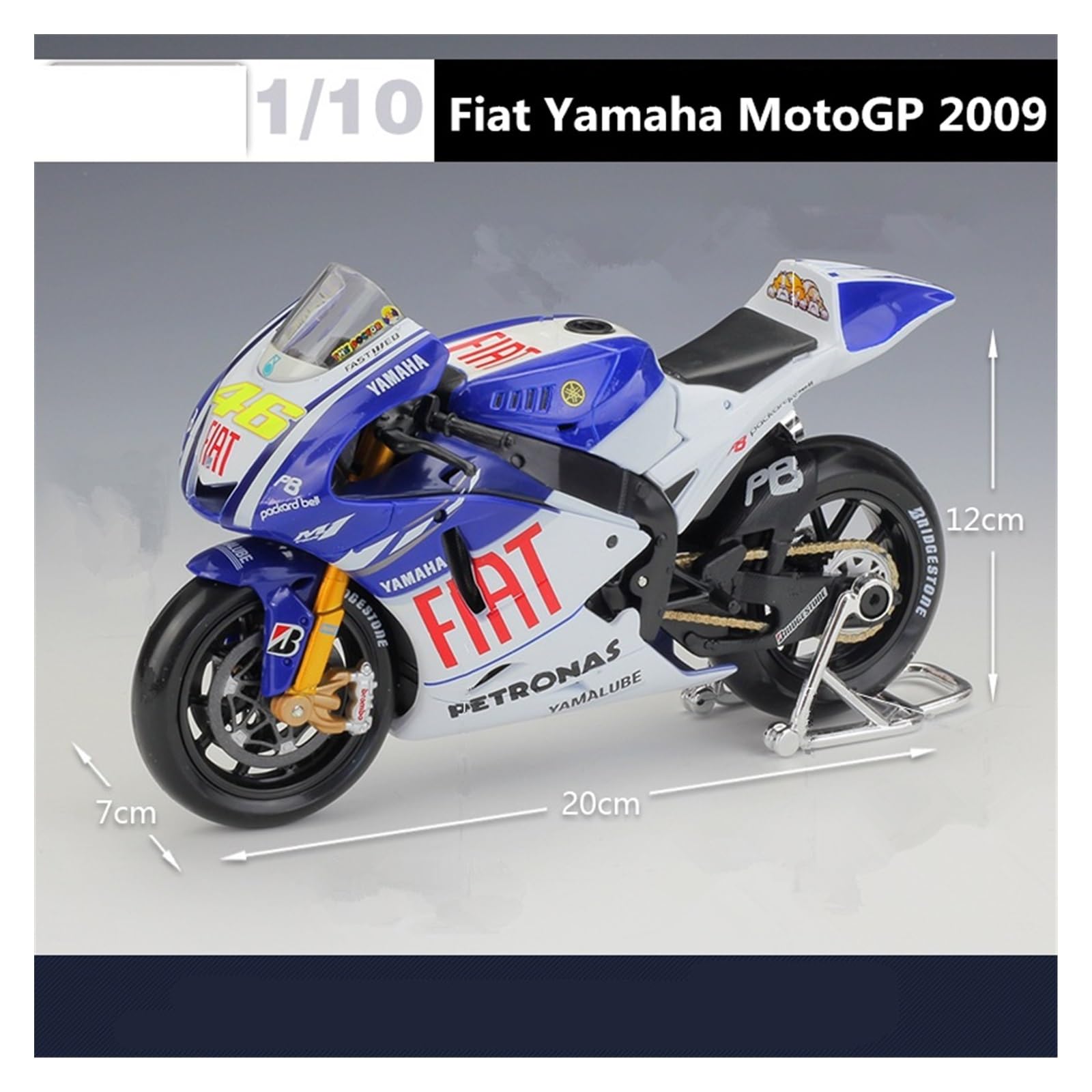 1:10 FIAT Yamaha Moto GP 2009 Rossi Racing Motorradmodell Simulation Metallmotorrad
