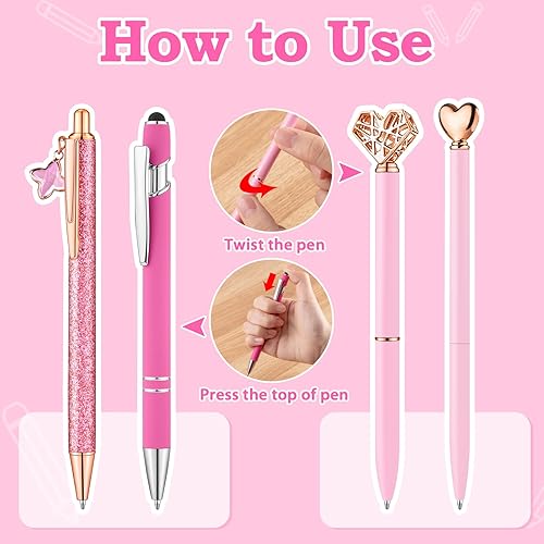 Miniatura 4 de BESARME 4 bolígrafos rosados para mujeres, regalos rosas para niñas, rellenos de calcetines de Navidad para adolescentes y niñas, bolígrafo de