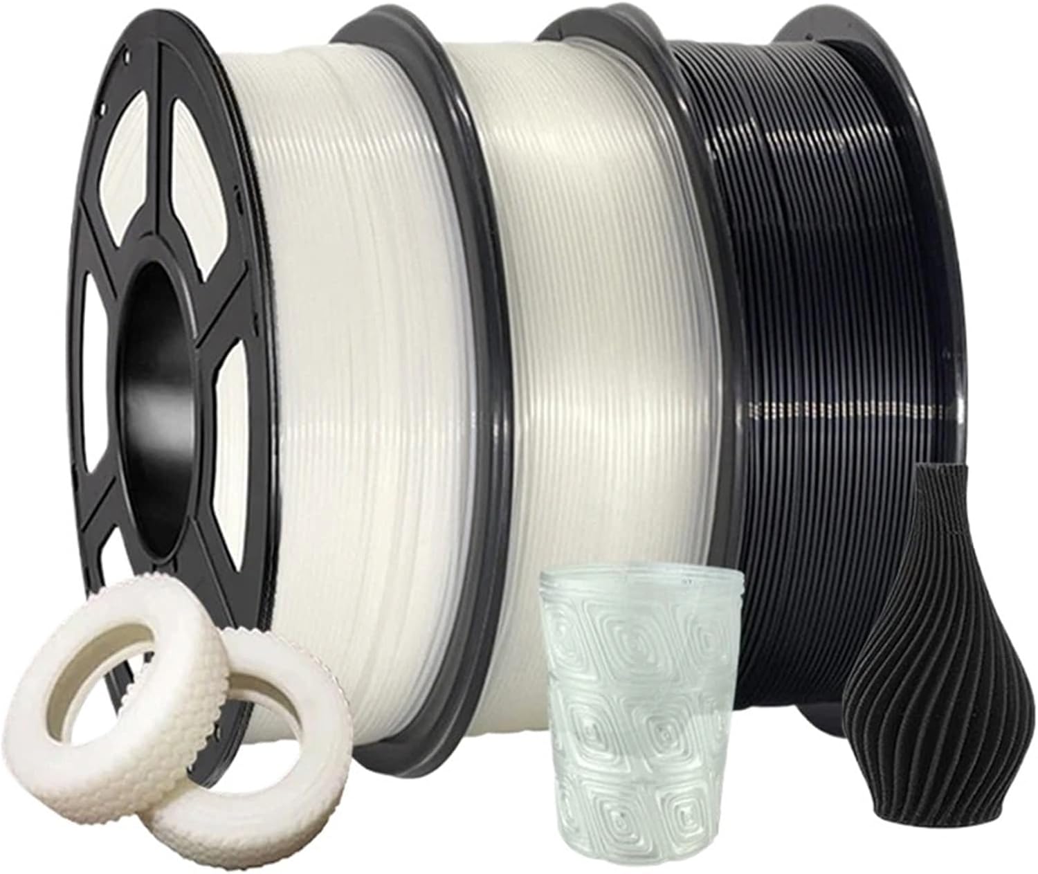 Nylon 3D Printer Filament 1.75mm (250g 500g 1KG), High Strength, Black White Color Options(Nylon White 500g)