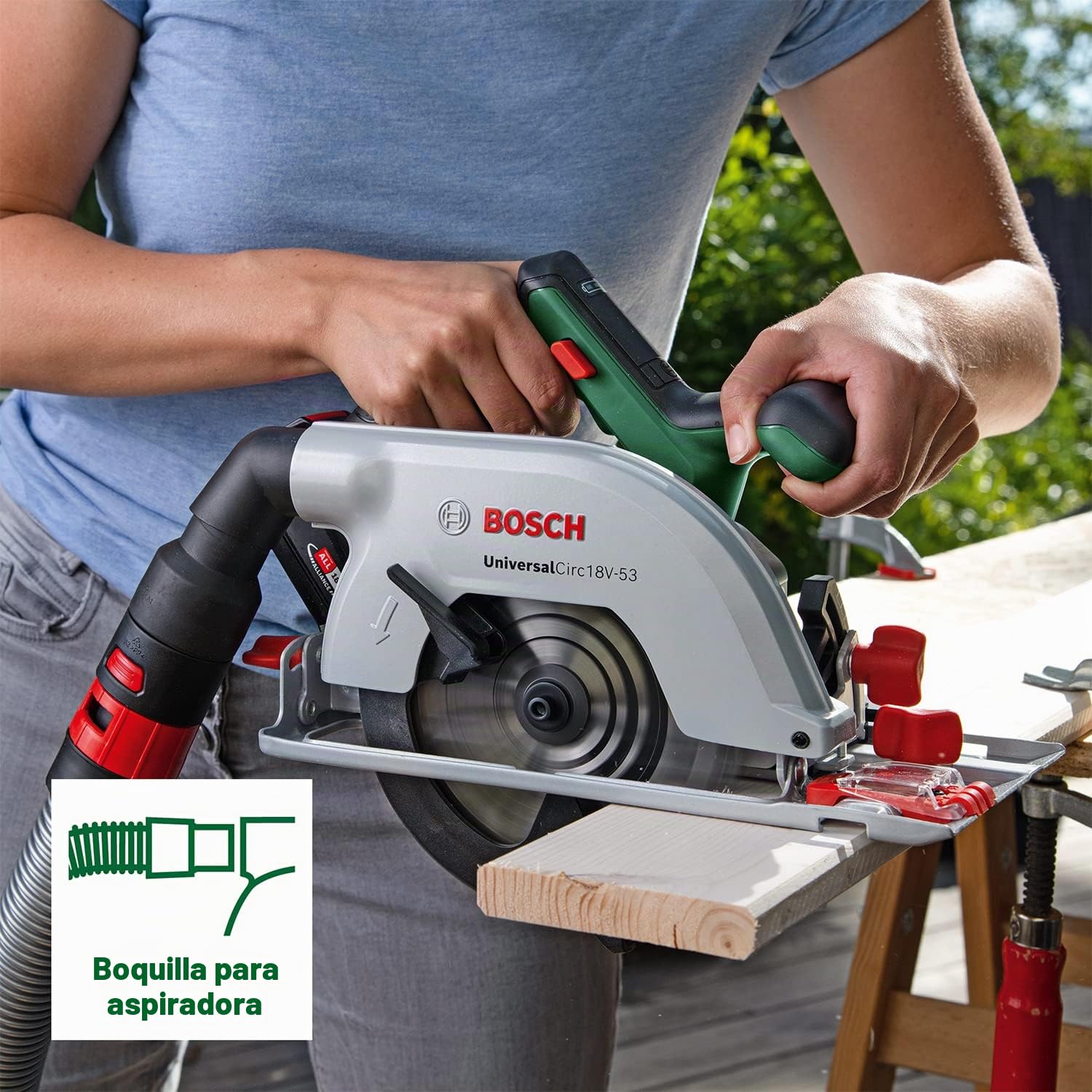 Bosch sierra circular a batería UniversalCirc 18V-53 (para serrar con precisión en madera; profundidad máx. de corte: 53 mm; sistema de 18 V; no incluye la batería)
