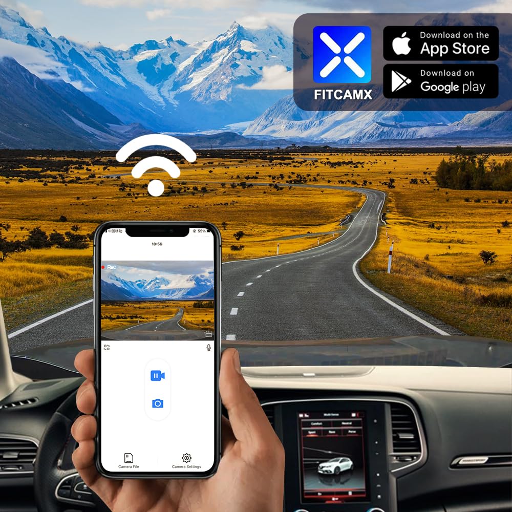 Fitcamx Dashcam 4K Compatible avec Renault Megane RS 2021 2022 2023 facelifted, OEM Caméra de Voiture 2160P Video WiFi, G-Senseur, Enregistrement en Boucle, WDR Dashcam Voiture, Plug&Play, Carte 64 Go