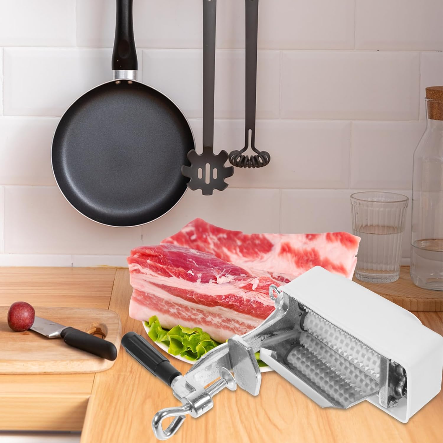 PRETYZOOM Metal Meat Tenderizer Machine Cuber Tool for Steak and Pork Easy Clean Fast Needle Tenderizing for Juicy Marinades and Flavor Penetration