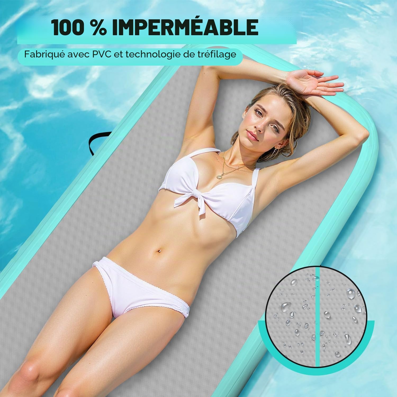 Tapis de Gymnastique Air Tumble Track, Tapis de Gymnastique Gonflable pour Tumbling 6,6ft 10ft 13ft 16ft 20ft/10cm Air Tumble Track,2m-Vert grisâtre