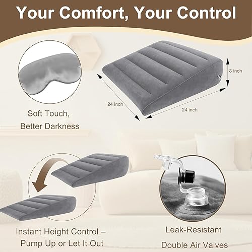 Miniatura 5 de TheClover Almohada inflable de cuña para dormir almohada inflable de cuña para viajes, ligera, inflada y desinflada rápida, soporte cómodo para
