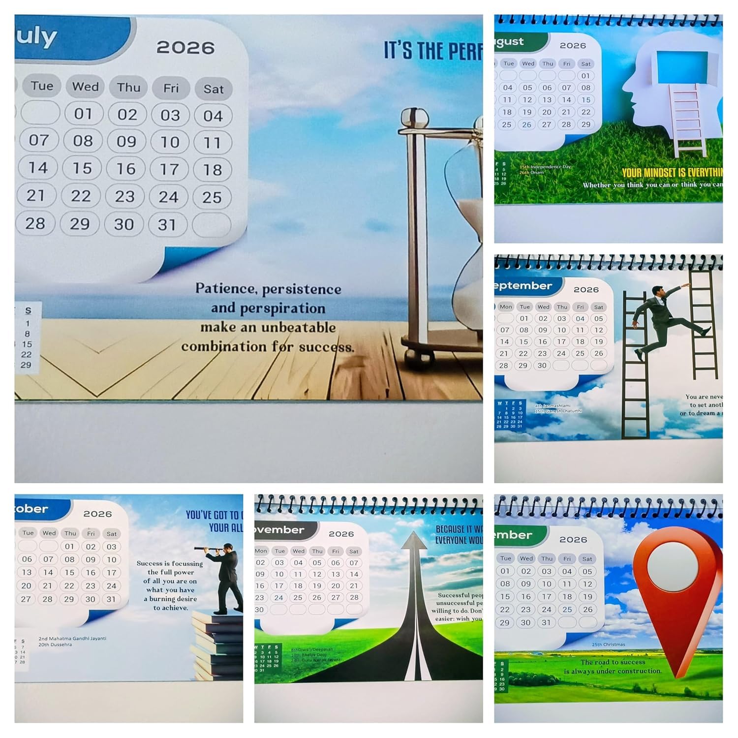 Desktop Calendar 2025 Mind Refreshing Images with Encouraging Quotes (10 x 8 inches) Standing Flip Desk Calendar 2025 Table Calendar Office Planner Calendar 2025 Personnel Planner 2025-image-3