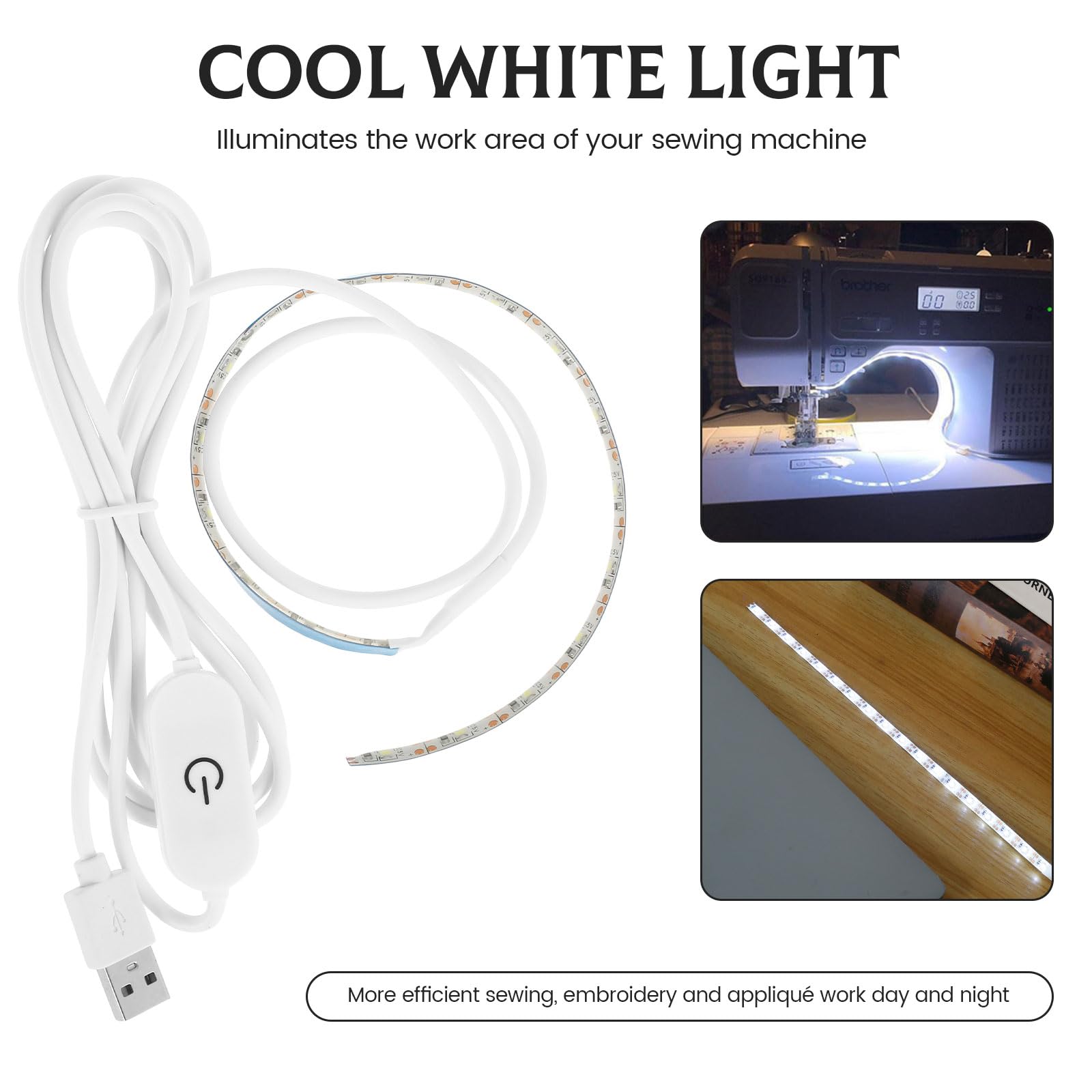 FALESOUL 3Pcs Sewing Machine Light Strip with Touch Dimmer, 12in Adhesive LED Sewing Strip Light, Waterproof White Light Strip Sewing Machine LED Lamp for All Sewing Machines