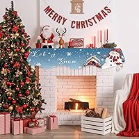 Vista 5 de Bufanda de chimenea de Navidad con diseño de muñeco de nieve de Navidad, copos de nieve, pájaros, chimenea, estante superior, bufanda, camino