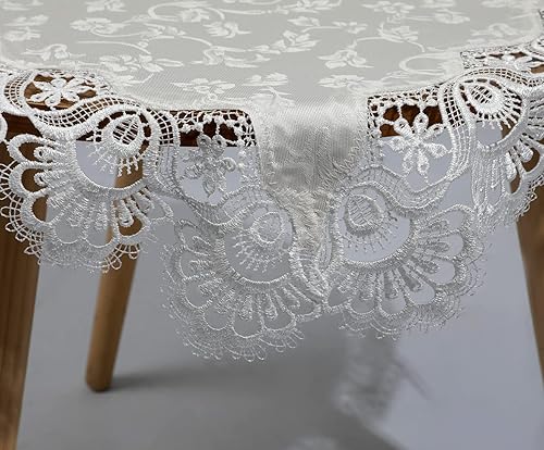 Miniatura 50 de vctops Mantel de retazos de encaje de damasco, cuadrado de lujo, pequeño, elegante mantel de encaje bordado floral para fiesta, cocina, comedor