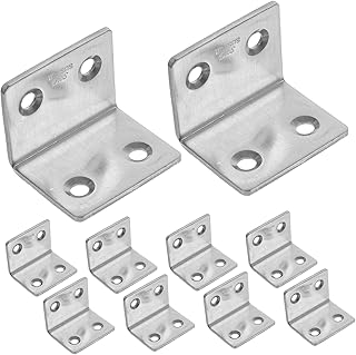 ULTECHNOVO 10pcs L-Shaped Corner Code Stainless Steel Rack Shelving Corner Shelfs Right Angle Bracket Small l Brackets Quartet Whiteboard Mounting Hardware Dresser Mirror Brackets Furniture