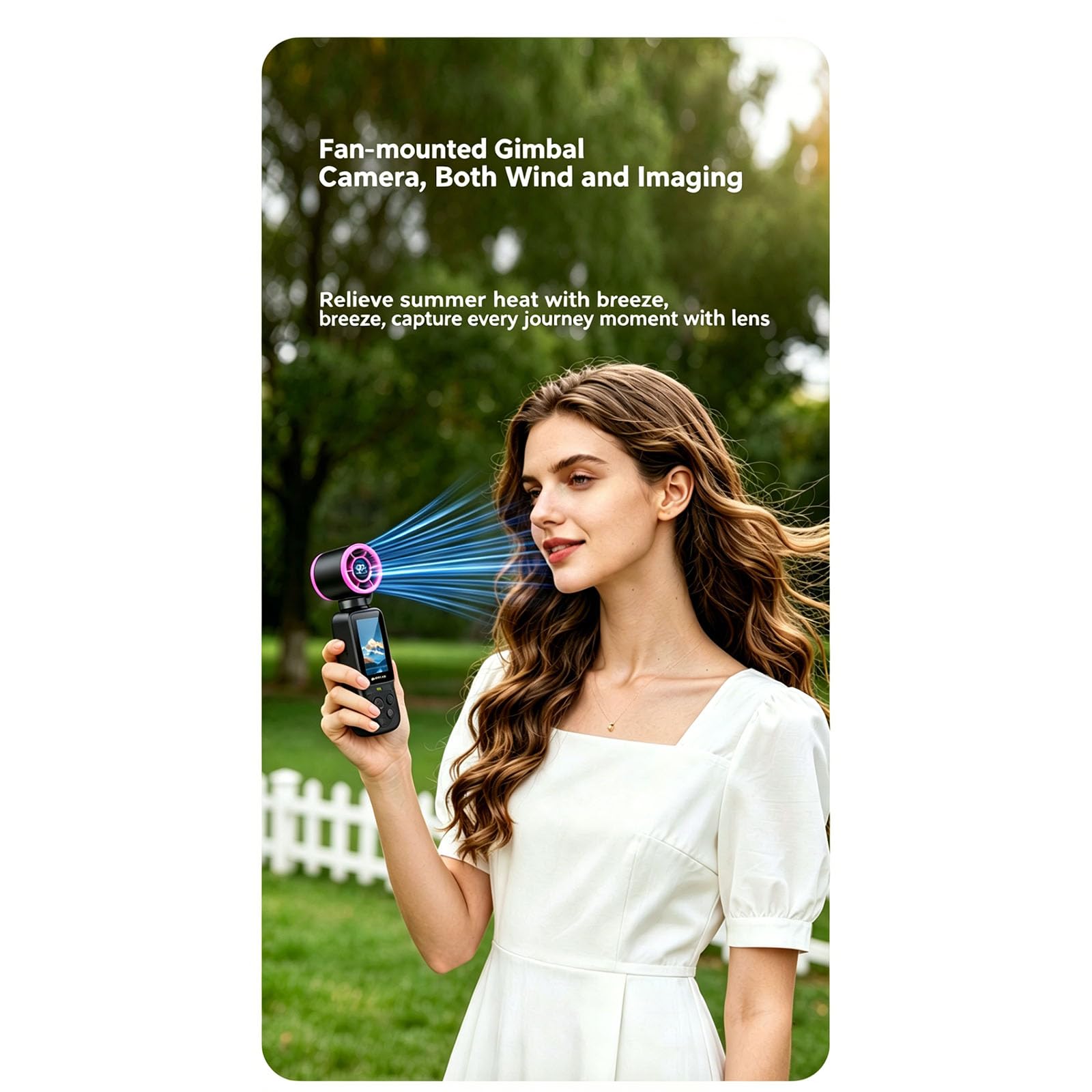 Videocamera Vlog con ventola integrata, obiettivo rotante a 180 gradi e schermo frontale per selfie video clip uso quotidiano dispositivo portatile Vlog Selfie Video Viaggio Clip fotocamera rotante