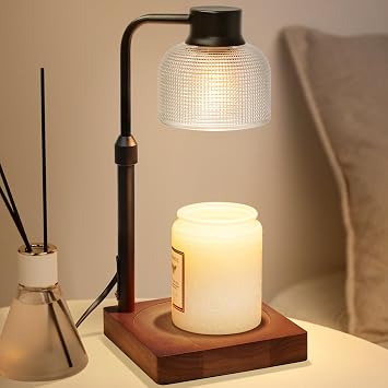 KLL Candle Warmer Lamp with Timer M Birthday Gift for Women - House Warming Gift New Home Decor, Dimmable Wax Melt Warmer for Jar Candles with 2 Bulbs - Brown