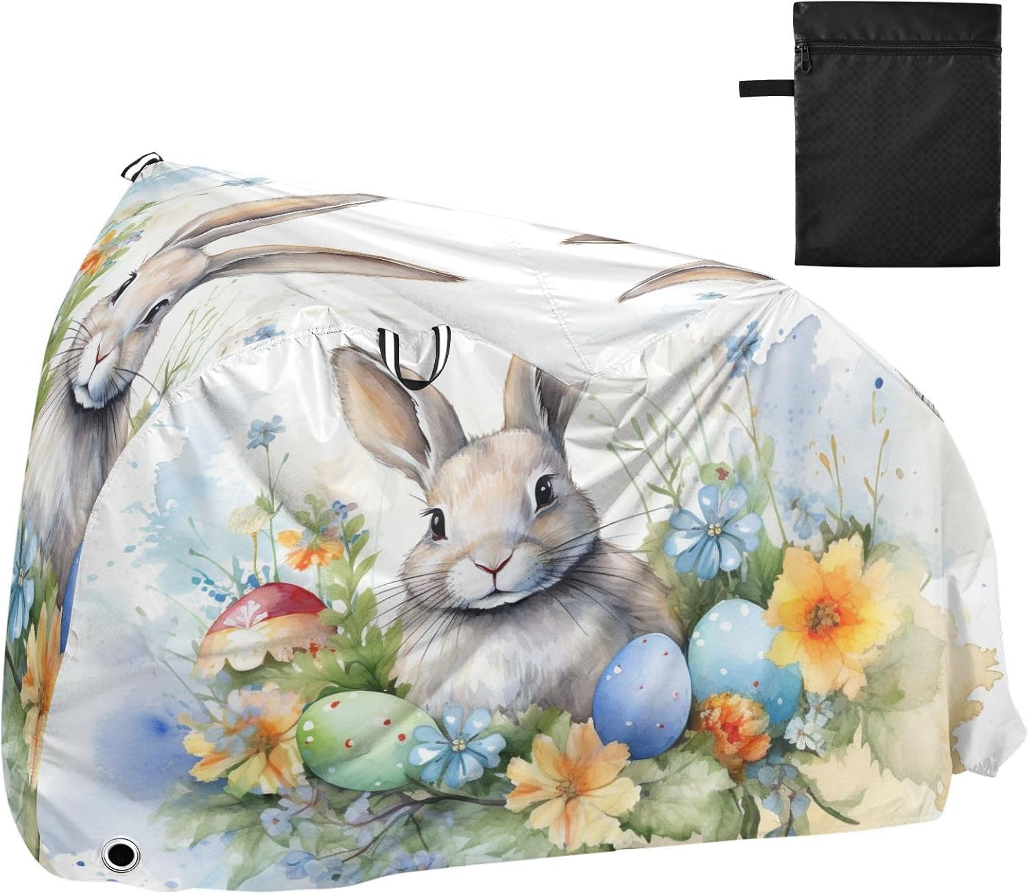 ALAZA Easter Bunny Rabbit Bike Cover Waterproof Outdoor Ebike Bicycle Covers Tarp Protection for 1/2 Bikes, Sun UV Dust Wind Proof