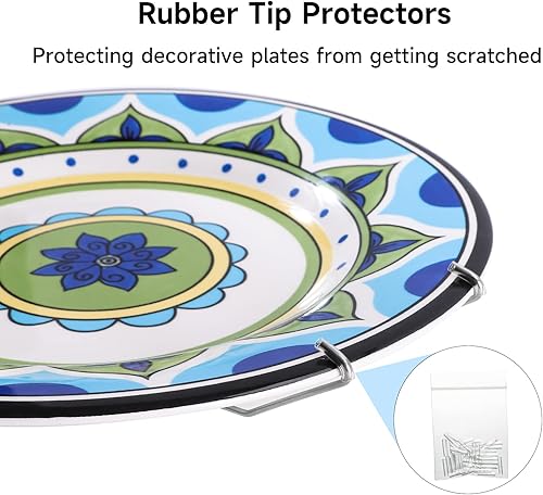 Miniatura 4 de Paquete de 10 ganchos para platos, ganchos de placas de 12 pulgadas para la pared con 12 ganchos de pared, compatibles con platos decorativos de