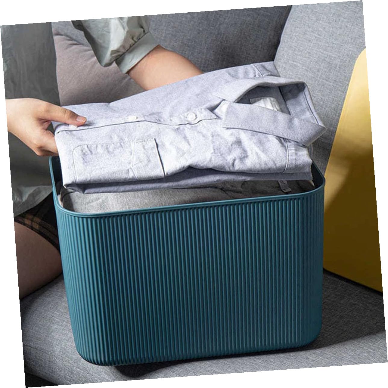 Alipis Contenedor de Almacenamiento Multiusos Pequeño 26.5x18.7x16.2 Cm de Plástico Azul con Tapa para Oficina y Hogar Caja Organizadora para Guardar Artículos Diversos
