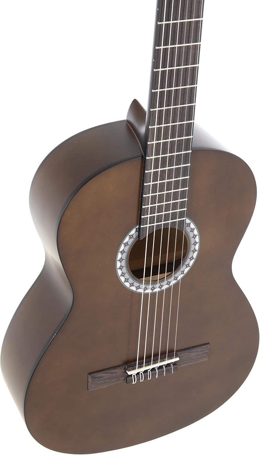 GEWA E-Acoustic Classical Guitar BASIC 4/4, Classical Guitar (ideal for ages 12 and up, nickel silver frets, chrome-plated tuners, lime and pakka wood, scale length: 650 mm, nut width: 52 mm), walnut