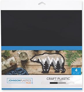 JPPlus Craft Plastic Plastic Craft Sheets for Cricut, Laser Cutter, & Engraver Use- Black, 4 Pack