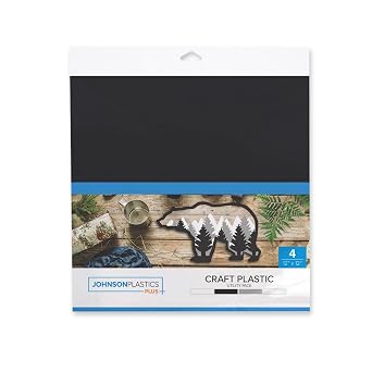 JPPlus Craft Plastic Plastic Craft Sheets for Cricut, Laser Cutter, Engraver Use- Black, 4 Pack