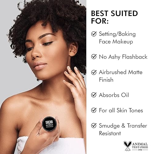 Miniatura 9 de Sacha BUTTERCUP Light Setting Powder. Cámara lista. Sin fundición blanca o cenicienta Flashback. Desdibuja líneas finas, poros y arrugas. Controla