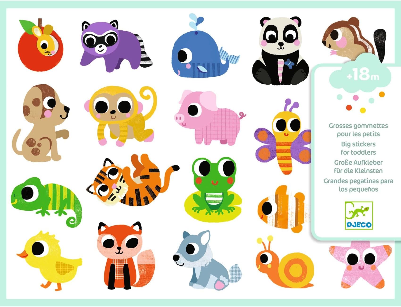 Baby Animals Big Stickers 120 Pc for Toddlers 18+ Months Large Puffy Furry Stickers Creative Collage Craft Activity Kids Educational Play Fun Gift Early Learning
