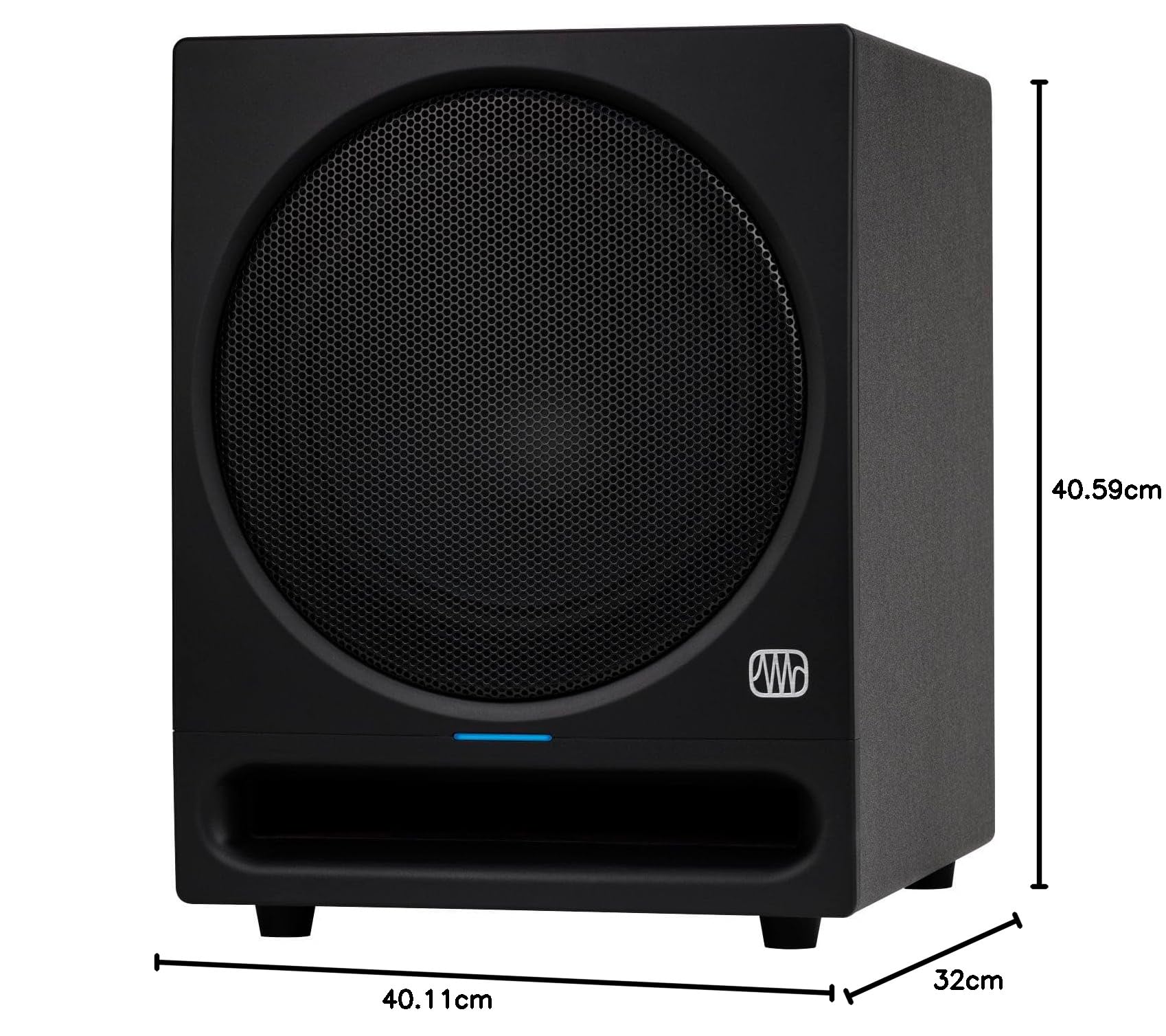 PreSonus Eris Pro Sub 10 – 10-Zoll-Aktiv-Studio-Subwoofer mit Frontabstrahlung, inklusive Fußschalter