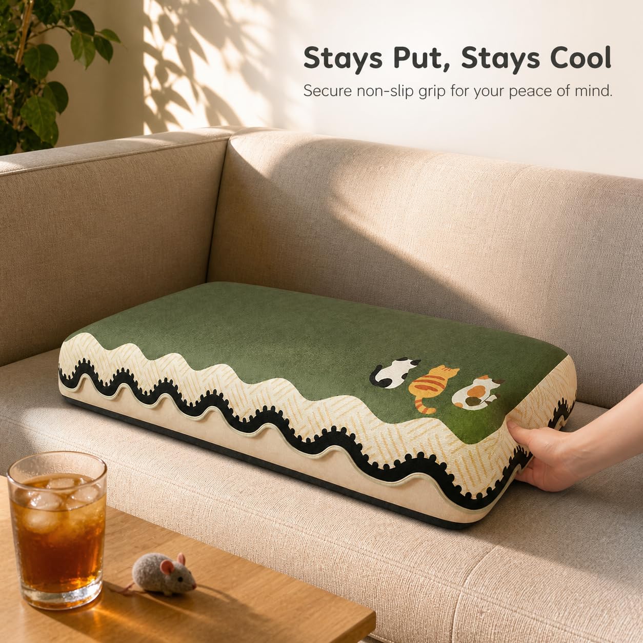 Coussin Canapé Rafraîchissant Lavable, 90x120cm | Fibre soie rafraîchissante - bords liés - lavable en machine - sécurité A - pour animaux