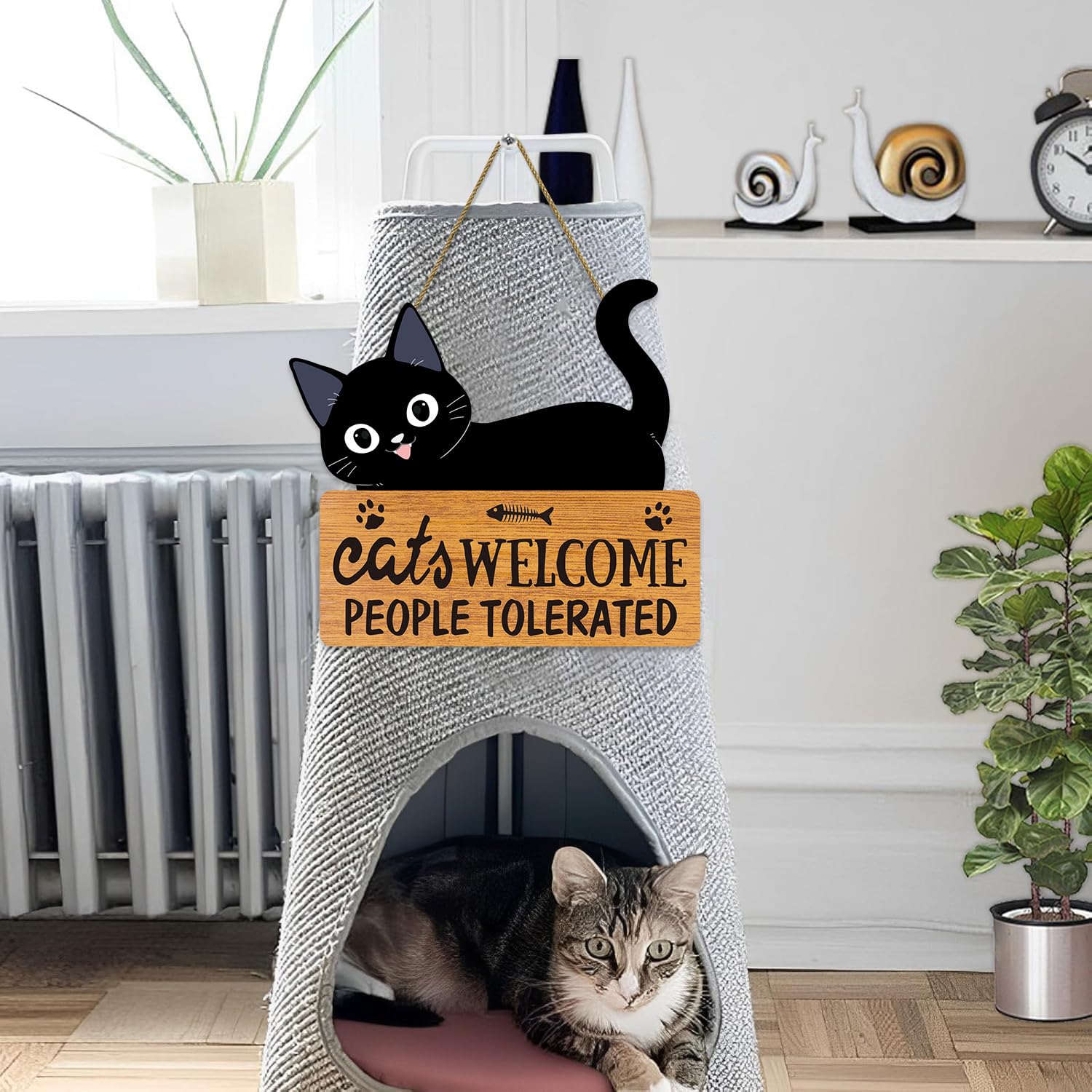 Decorazione Casa Natale Regalo Originale Cartello Di Benvenuto In Legno A Tema Gatto, 20 Cm, Decorazione 2D Per Porta, Balcone, Interno, Perfetto Per Regali E Feste Decorazione Legno Per Porta