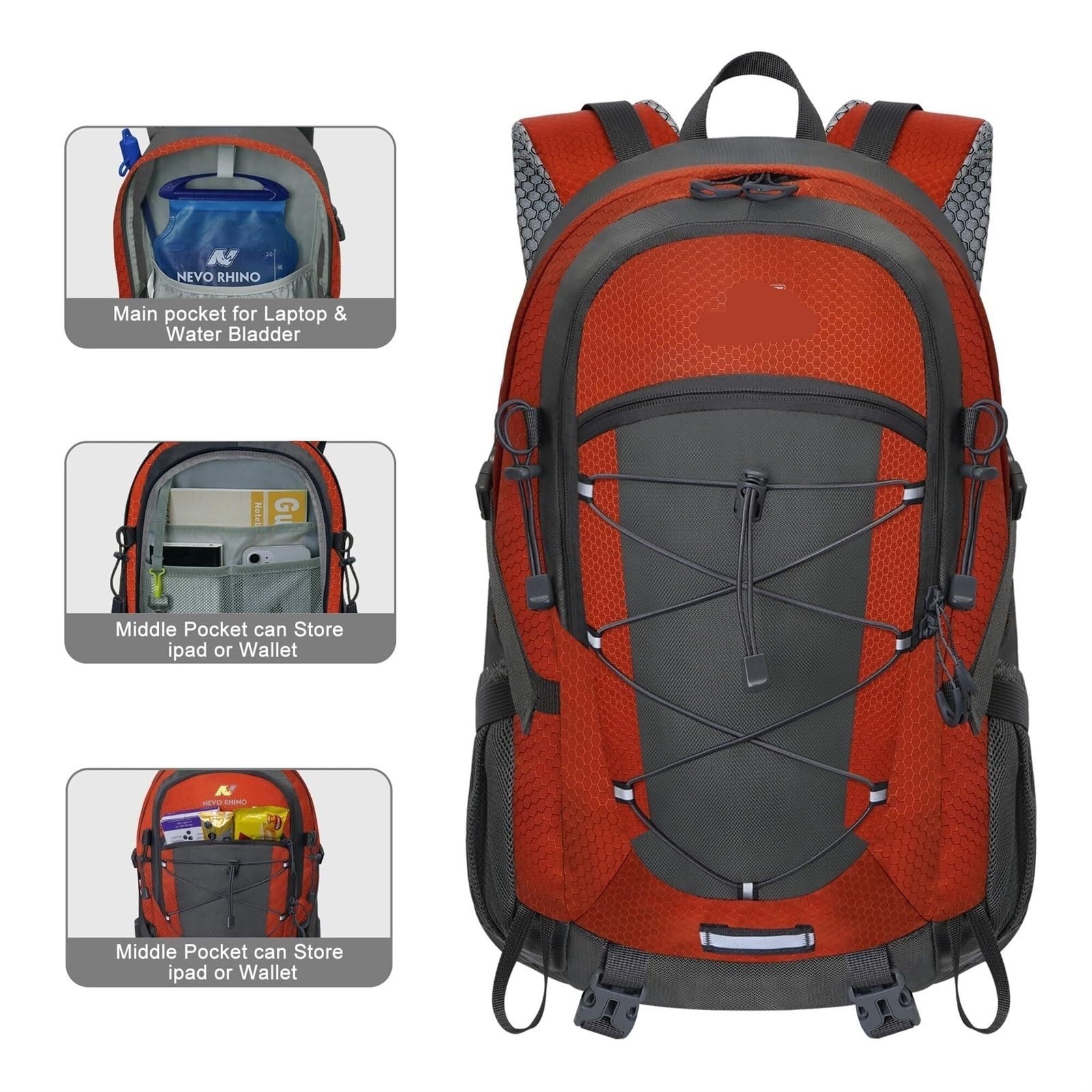 Plecak Turystyczny Plecak Trekkingowy 35L Plecak Turystyczny Outdoor Day Pack Lekki Plecak Kempingowy Dla Mężczyzn I Kobiet Torba Alpinistyczna(Oranje)