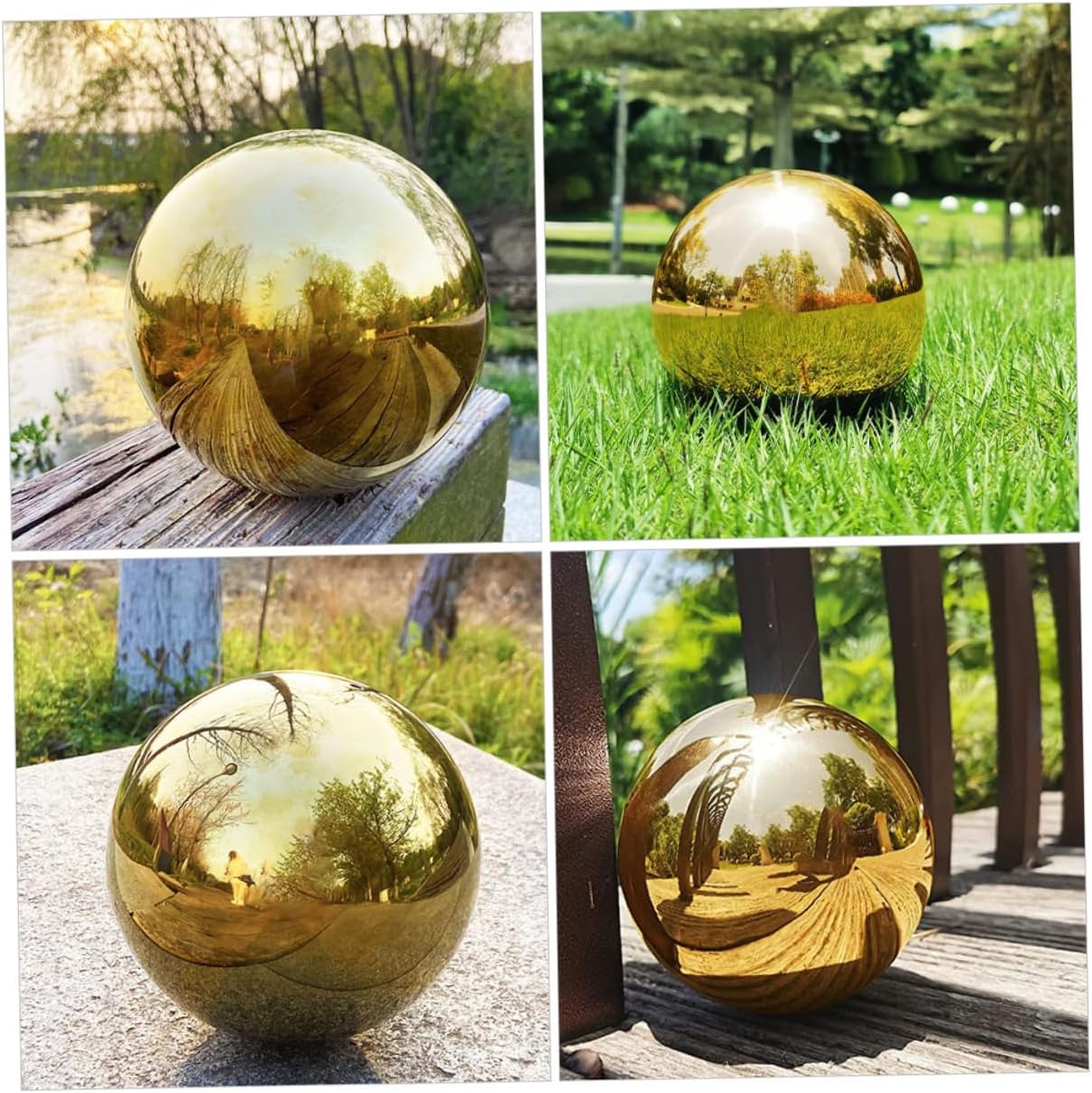 ibasenice 8pcs Outdoor Gazing Spheres Stainless Steel Mirror Spheres for Garden Ball Decor