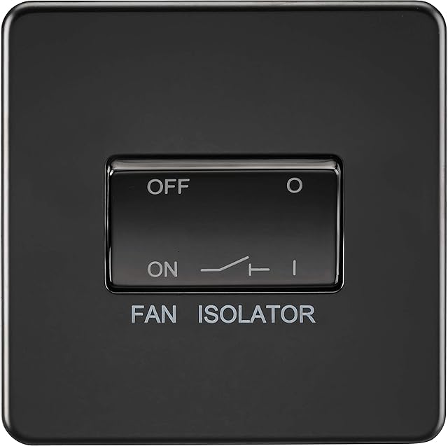 Knightsbridge SF1100MBB Screwless 3 Pole Fan Isolator Switch, 230 V, Matt Black